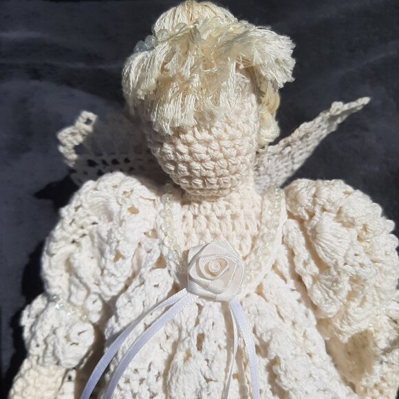 Vintage Angel Doll Hand Crafted Crochet  14” Christmas Ornament - Picture 7 of 7